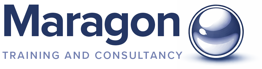 Maragon Training and Consultancy in blue text with graphic pearl icon